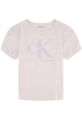 Camiseta Para Niña Con Mangas De Globo Rosado Calvin Klein