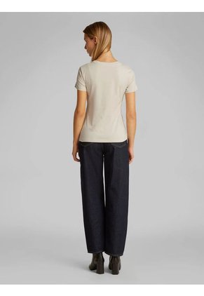 Camiseta Beige Slim En Algodón Con Logo Calvin Klein