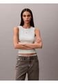 Camiseta Verde De Tirantes Acanalada Con Etiqueta De Monograma Calvin Klein de Calvin Klein