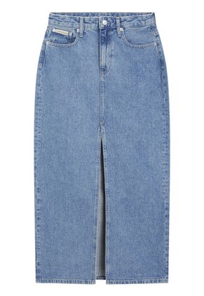 Falda Azul Denim Maxi Con Abertura Calvin Klein