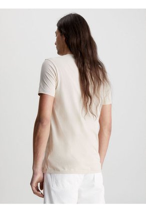 Camiseta Slim Con Monograma Hombre Beige Calvin Klein