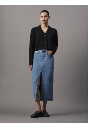 Falda Azul Denim Maxi Con Abertura Calvin Klein