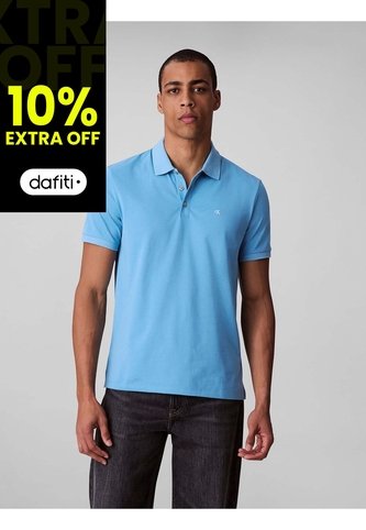 Polo Celeste Con Monograma Bordado Calvin Klein Calvin Klein