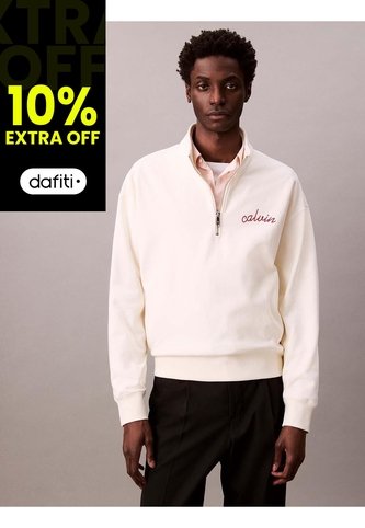 Saco Marfil Con Cremallera 1/4 Y Logo Punto Cadeneta Calvin Klein Calvin Klein