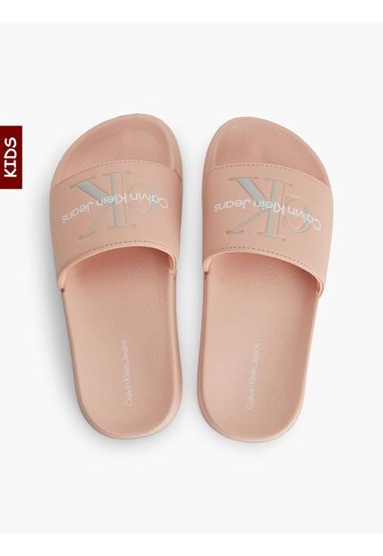 Sandalias Con Logo Niña Rosado Calvin Klein