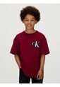 Camiseta Vino Tinto De Manga Corta Con Logo De Monograma Bordado Calvin Klein de Calvin Klein