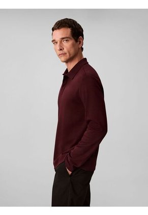 Polo Chocolate Manga Larga De Algodón Premium Con Tejido Interlock Calvin Klein