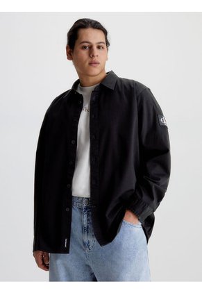 Camisa Holgada De Sarga Algodón Hombre Negro Calvin Klein