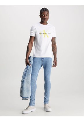 Camiseta Slim Con Monograma Hombre Blanco Calvin Klein