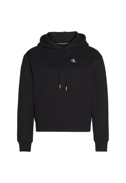 Sudadera De Felpa De Mezcla De Algodón Con Capucha Negro Calvin Klein