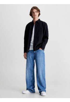 Camisa Holgada De Sarga Algodón Hombre Negro Calvin Klein