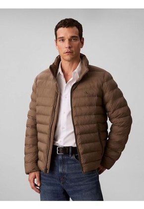 Chaqueta Chocolate Puffer De Peso Medio Con Capota Y Cierre De Cremallera Calvin Klein