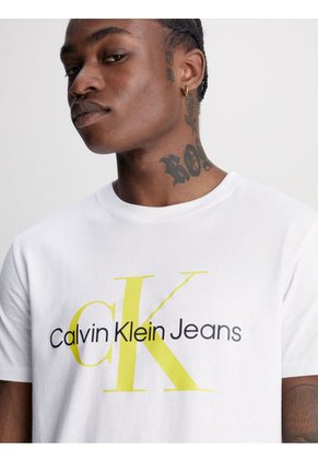 Camiseta Slim Con Monograma Hombre Blanco Calvin Klein