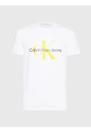 Camiseta Slim Con Monograma Hombre Blanco Calvin Klein