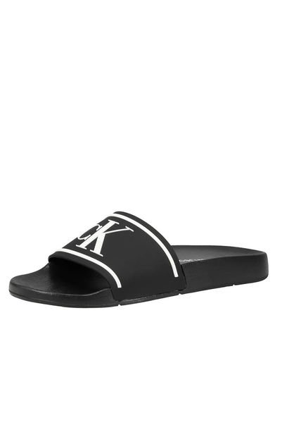 Chancleta Negra Con Monograma En Relieve Carina Calvin Klein