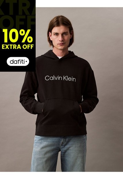 Buzo Negro Con Capota De Felpa Con Logo Estándar Calvin Klein