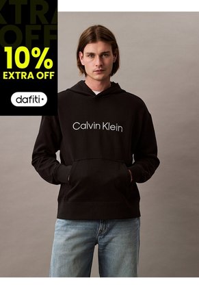 Buzo Negro Con Capota De Felpa Con Logo Estándar Calvin Klein