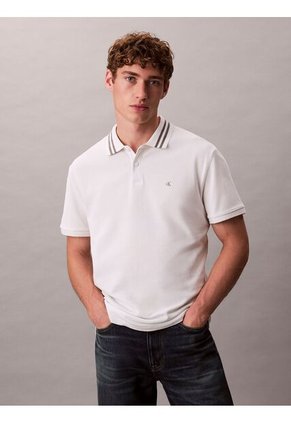 Polo Gris De Piqué Con Ribetes En Contraste Calvin Klein