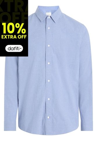 Camisa Azul Chambray Ligera Manga Larga Calvin Klein Calvin Klein
