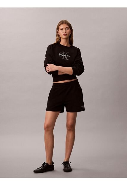 Pantalonetas Negro De Felpa Francesa Con Logo Monograma Calvin Klein