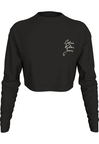 Camiseta Negra Cropped De Manga Larga Calvin Klein Calvin Klein