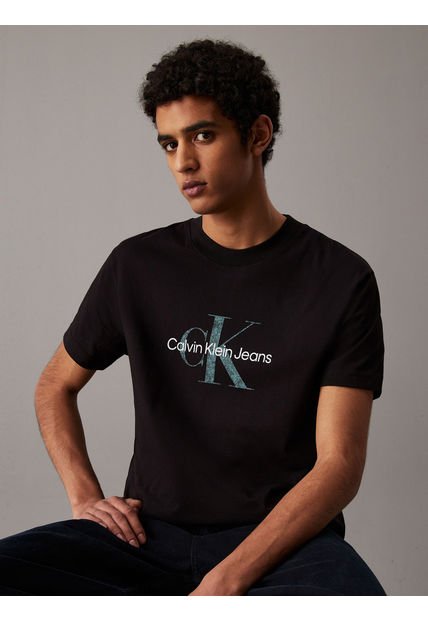 Camiseta Negra Con Monograma Calvin Klein