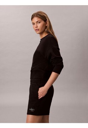 Pantalonetas Negro De Felpa Francesa Con Logo Monograma Calvin Klein