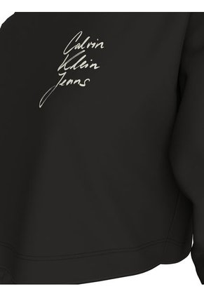 Camiseta Negra Cropped De Manga Larga Calvin Klein