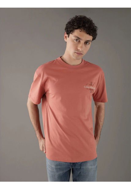 Camiseta Naranja Con Monograma Calvin Klein