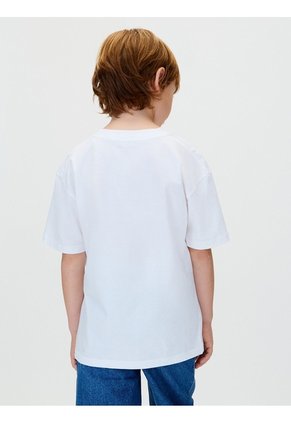 Camiseta Blanca Para Niño De Manga Corta Con Logo De Monograma Bordado Calvin Klein
