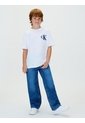 Camiseta Blanca Para Niño De Manga Corta Con Logo De Monograma Bordado Calvin Klein de Calvin Klein