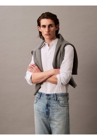 Camisa Blanca Slim Fit Elástica De Manga Larga Calvin Klein Calvin Klein