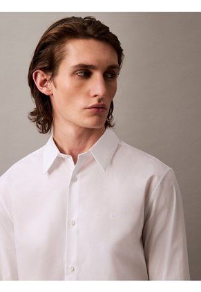 Camisa Blanca Slim Fit Elástica De Manga Larga Calvin Klein