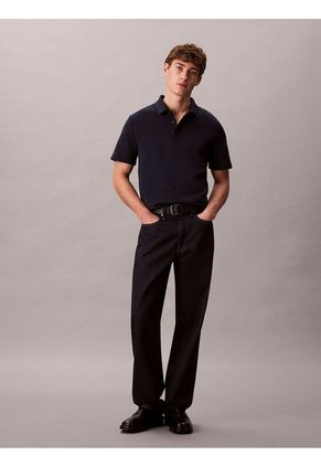 Polo Azul De Algodón Interlock Calvin Klein