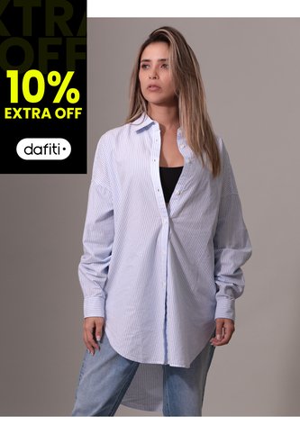 Camisa Azul Oversized Manga Larga Calvin Klein Calvin Klein