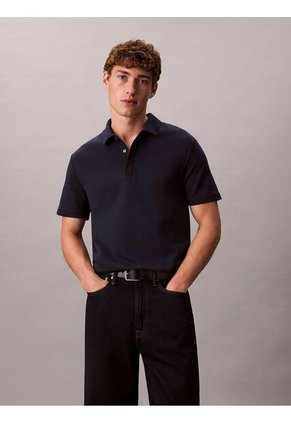 Polo Azul De Algodón Interlock Calvin Klein