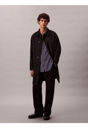 Camisa Azul Cómoda De Manga Larga Con Estampado De Rayas Calvin Klein