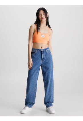 Crop Top Naranja De Punto Canalé Para Mujer Calvin Klein