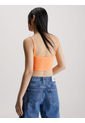 Crop Top Naranja De Punto Canalé Para Mujer Calvin Klein de Calvin Klein
