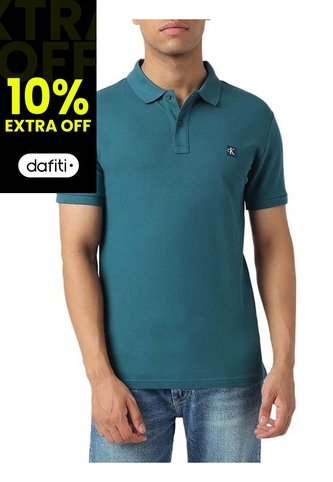 Polo Azul De Algodón Con Insignia Calvin Klein Calvin Klein
