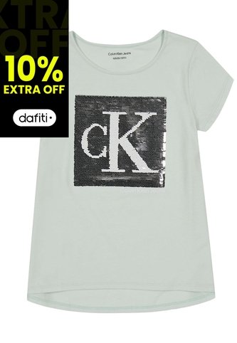 Camiseta Con Logotipo De Lentejuelas Niña Verde Calvin Klein Calvin Klein