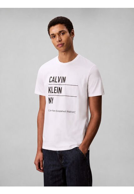 Camiseta Blanca Con Estampado Gráfico De New York Calvin Klein