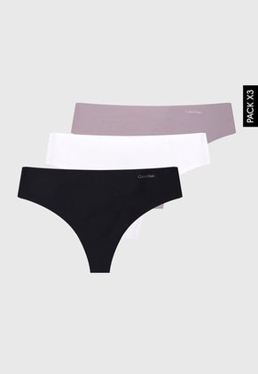 Pantie x3 Negro-Blanco-Lila Calvin Klein