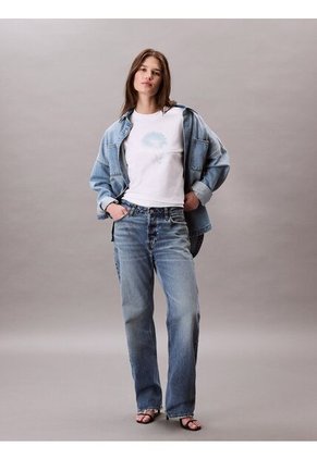 Camiseta Blanca Boxy Con Gráfico Floral Calvin Klein