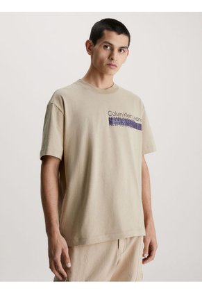 Camiseta Con Logo Relaxed Hombre Beige Calvin Klein