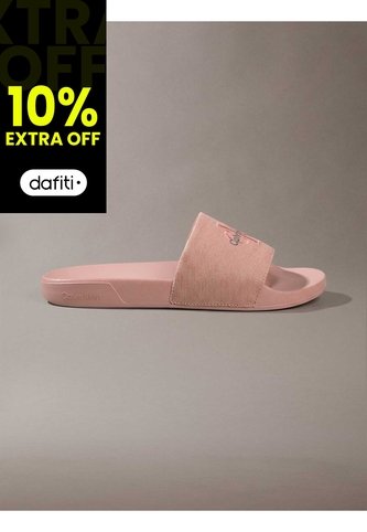 Sandalias Rosa Contorneadas De Lona Con Logo Calvin Klein Calvin Klein