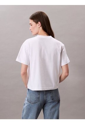 Camiseta Blanca Boxy Con Gráfico Floral Calvin Klein
