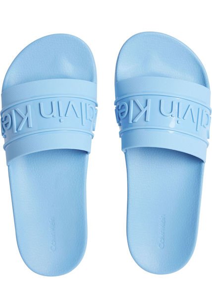 Sandalias Azul Con Acabado Saffiano Calvin Klein