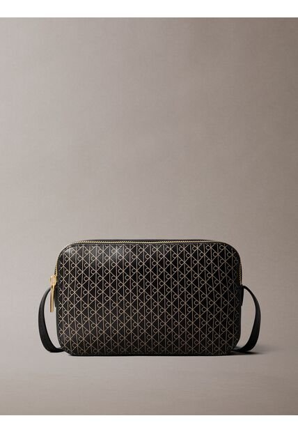 Bolso Negro Cruzado Con Logo Monograma En Todo El Artículo Calvin Klein