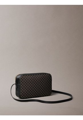 Bolso Negro Cruzado Con Logo Monograma En Todo El Artículo Calvin Klein